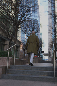 Men's Military Khaki Gabardine Trench Coat